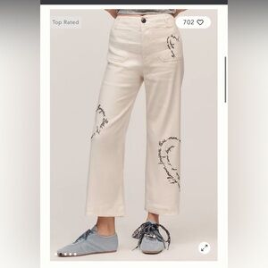 The Colette Linen Blend Crop Love Notes Pants by Maeve